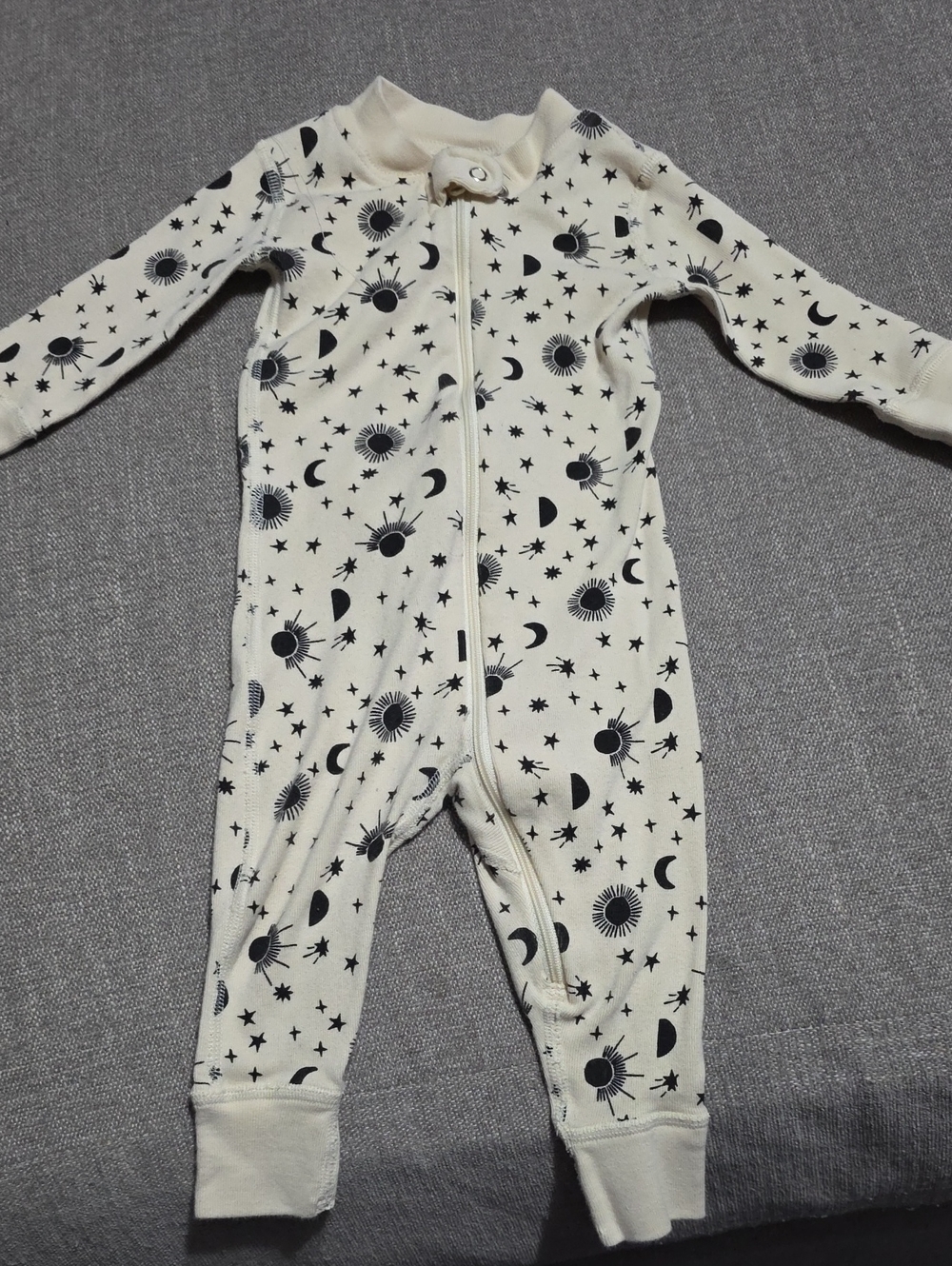 Hanna Andersson Ecru Sleeper with Celestial Print 70 cm 6-12 M
